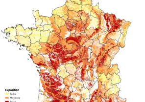 Carte nationale des zones exposées au phénomène de retrait-gonflement des argiles (RGA)