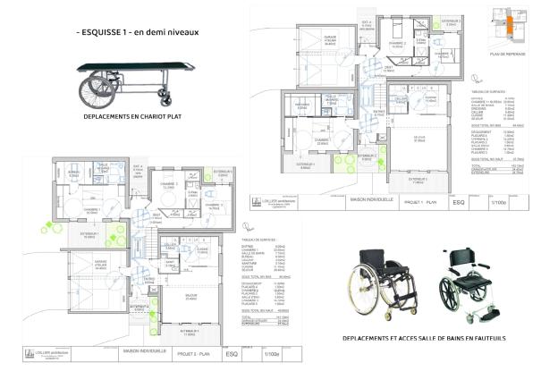 Maison individuelle accessible PMR pour des déplacements en chariot plat et faut