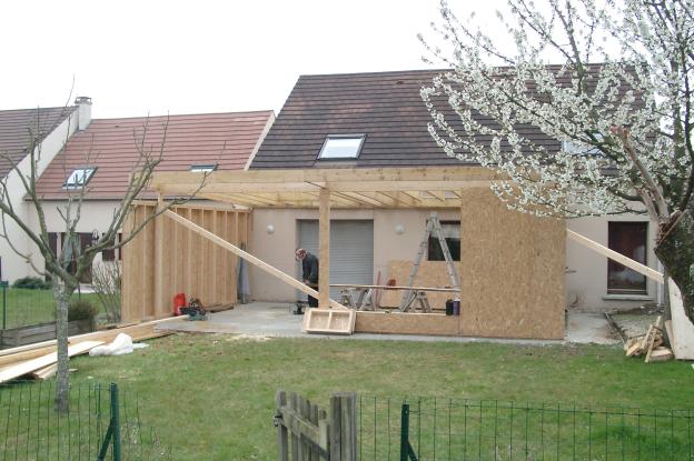 Extension à ST-THIBAULT, Réalisation de l'ossature bois