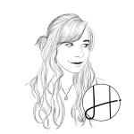 Portrait de l'architecte dessiné à la main en noir et blanc, avec le logo composé d'un cercle et de la lettre h calligraphiée.